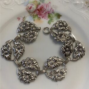 VTG Danecraft Double Flowers Sterling Bracelet